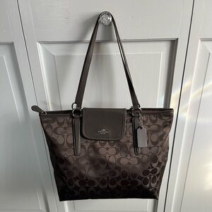 Coach Ward Brown Signature Nylon Tote